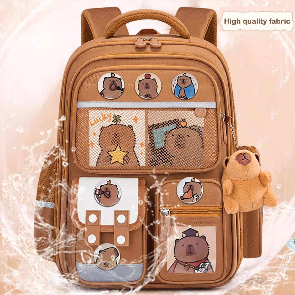 Waterproof Capybara Backpack Large Capacity Alleviate Burden School Bag Protecting Spine Widen Straps Backpack for Students
