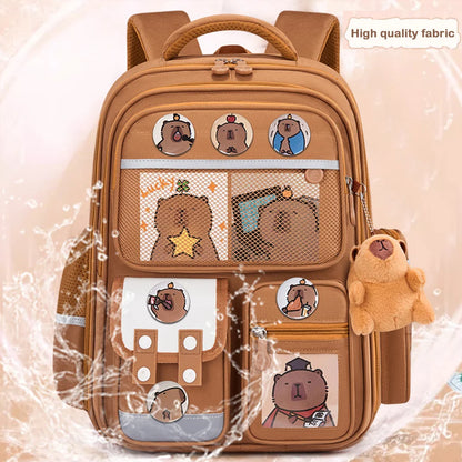 Waterproof Capybara Backpack Large Capacity Alleviate Burden School Bag Protecting Spine Widen Straps Backpack for Students