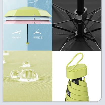 ☀️ UPF50+ Mini Folding Umbrella – Ultra-Compact, UV-Protective & Waterproof for Travel & Everyday Use! ☔✨