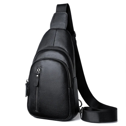 Men's 100% Genuine Leather Chest Bag – Stylish Casual Crossbody & Shoulder Messenger Bag