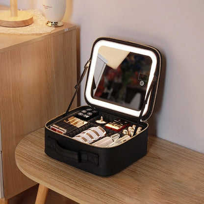 Korean Style Large-Capacity Cosmetic Bag – Portable Travel Makeup & Skincare Organizer with Mirror