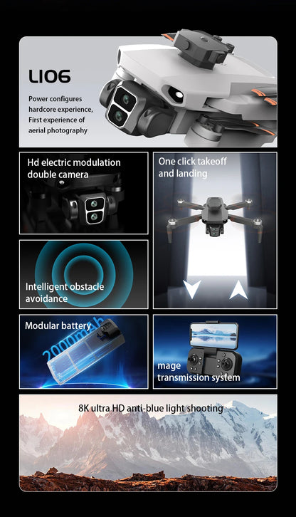 L106 MAX Brushless Dual Camera Drone – 360° Obstacle Avoidance, 2.4GHz RC Quadcopter with HD Camera