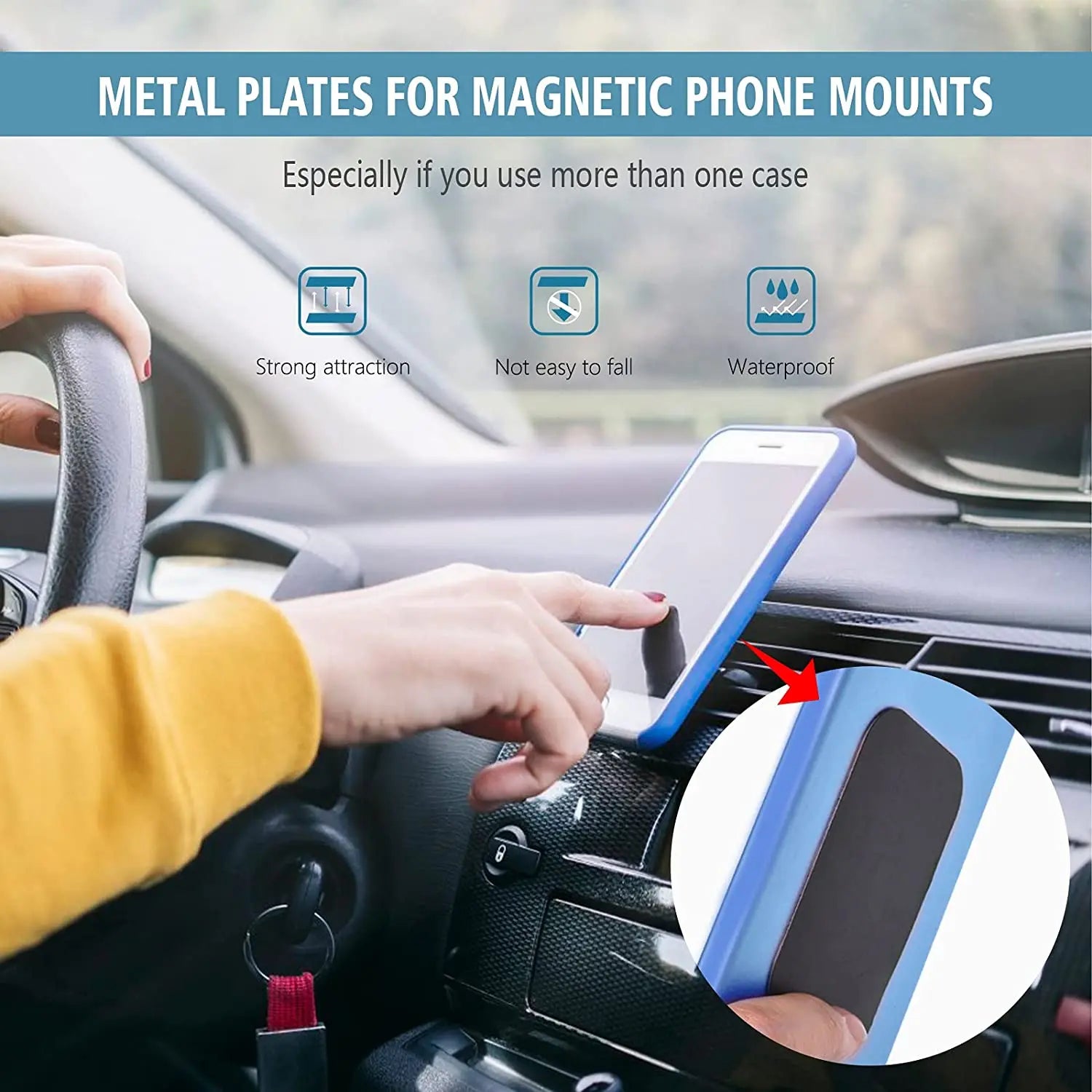 Metal Plate for Magnetic Phone Car Holder Universal Strong Adhesive Replacement Phone Plate Suitable for Phone Magnetic Mount