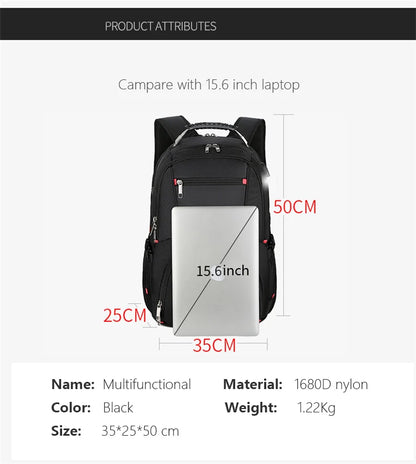Swiss Multifunctional 17-Inch Laptop Backpack – Durable Travel & College Bag with USB Charging & Water Resistance