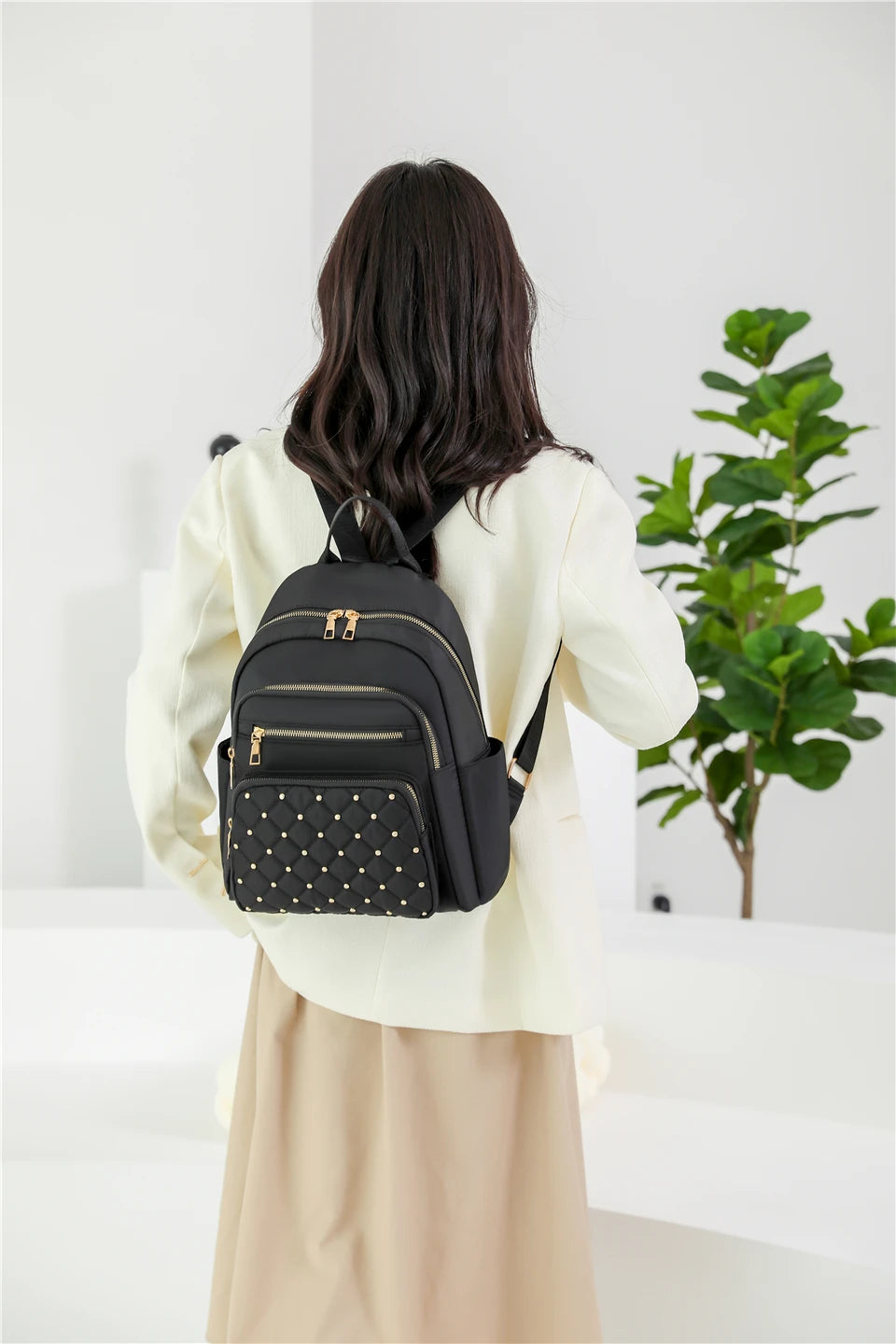 Fashion Nylon Backpack for Women – High-Quality Large Travel and School Bag for Teenage Girls
