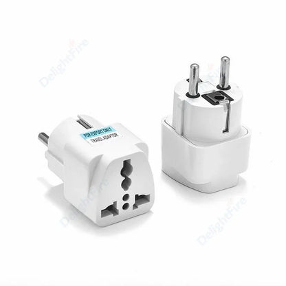 KR Plug Adapter – Universal Travel Adapter AU/UK/US to EU Type E/F Socket | France, Spain, Germany Compatible AC Power Outlet