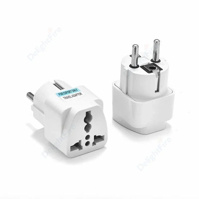 KR Plug Adapter – Universal Travel Adapter AU/UK/US to EU Type E/F Socket | France, Spain, Germany Compatible AC Power Outlet