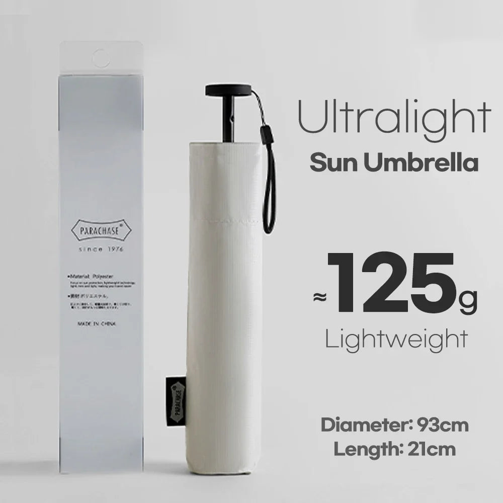 Parachase Ultra-light  Folding Umbrella 111g Only Anti UV Travel Light Sun Umbrella Windproof Carbon Fiber Portable Parasol 6K