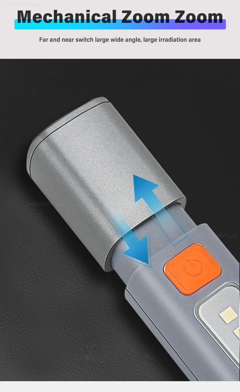 New Xiaomi Portable LED Flashlight – USB Rechargeable, Zoomable Torch for Outdoor Camping, Hiking & Emergency Use