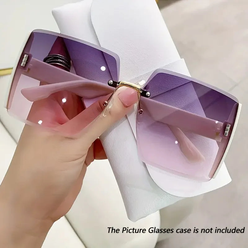 Vintage Square Sunglasses Woman Classic Retro Gradient Mirror Frameless Sun Glasses Female Fashion Rimless Oculos De Sol