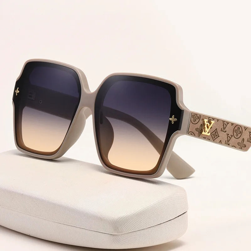 Luxury Women's New Retro Sunglasses Fashion Box Personalized Sunglasses Outdoor UV Protection UV400 Large Frame Driving Glasses