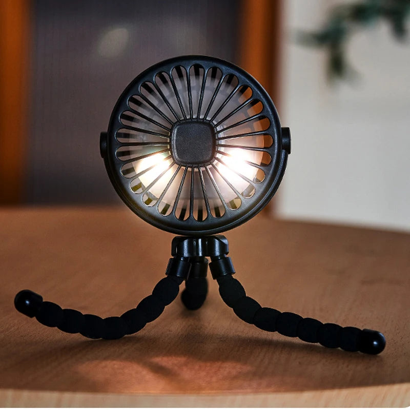 Portable Clip-On Stroller Fan – USB Rechargeable 3-Speed Fan for Baby, Cart & Outdoor Use