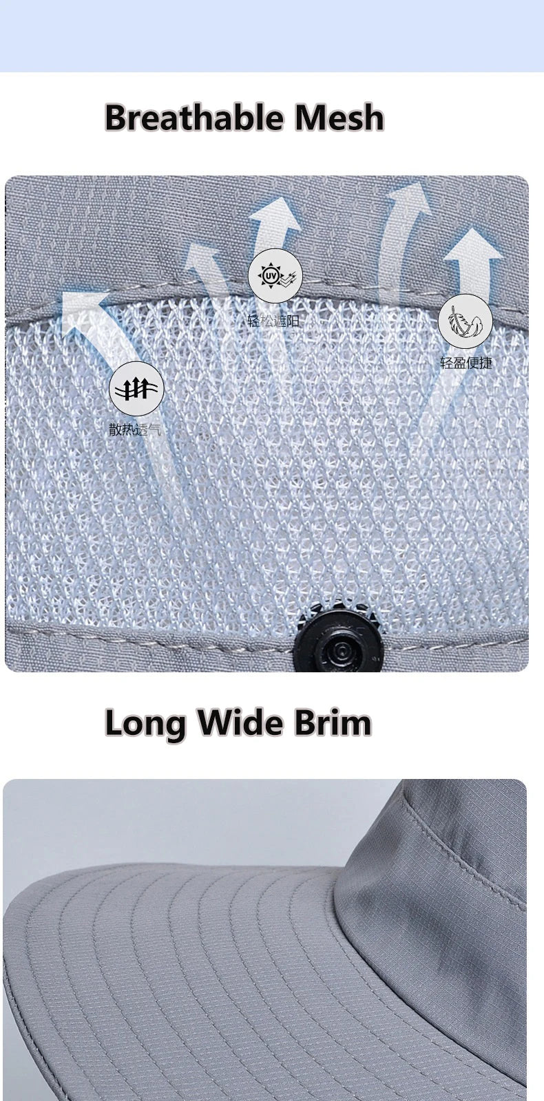 Summer UPF50+ Sun Hats For Women Men Breathable Mesh Boonie Hat Foldable UV Protection Hiking Fishing Hat Male Bucket Hats