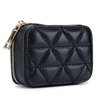 Mini Leather Cosmetic Bag – Stylish Lipstick & Coin Purse with Built-in Makeup Mirror