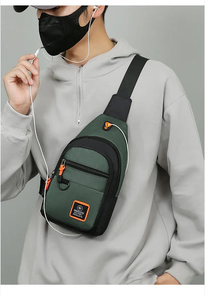 Fashion Men's Chest Bag – Lightweight Oxford Fabric Crossbody Shoulder Bag, Stylish Casual Waist Pack for Men