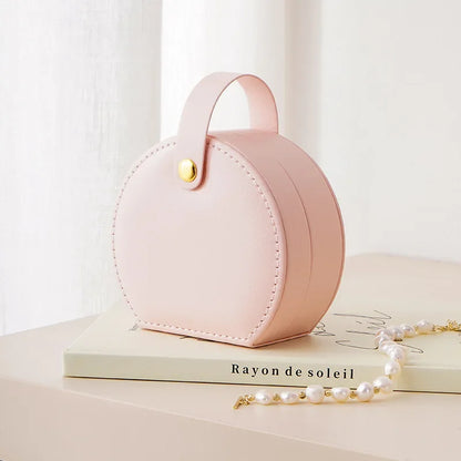 Mini Portable PU Leather Jewelry Box – Travel Organizer for Rings, Earrings & Necklaces