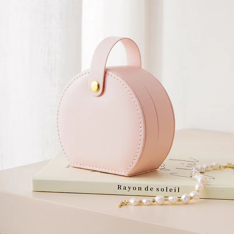 Mini Portable PU Leather Jewelry Box – Travel Organizer for Rings, Earrings & Necklaces