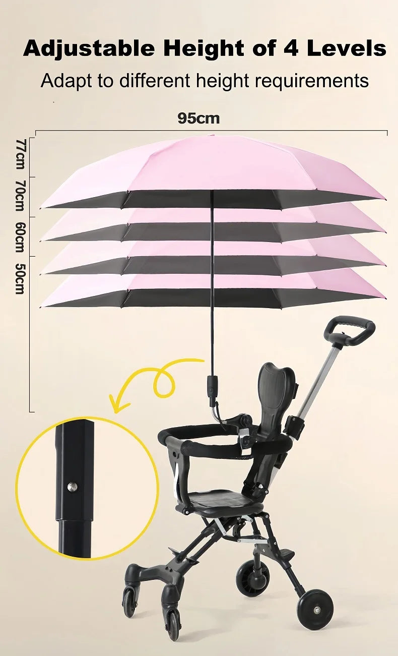 Universal Baby Stroller Umbrella Adjustable Pram Shade Umbrella Uv Sunshade For Stroller Accessories Foldable Parasol for Travel