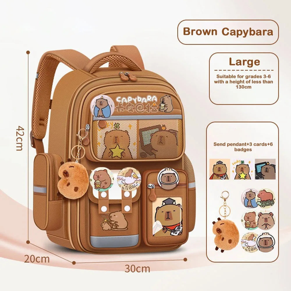 Waterproof Capybara Backpack Large Capacity Alleviate Burden School Bag Protecting Spine Widen Straps Backpack for Students