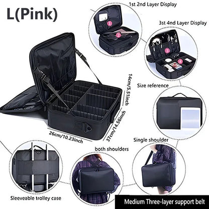Professional Large Capacity Makeup Case – Travel Beauty Cosmetic Organizer & Nail Tool Box