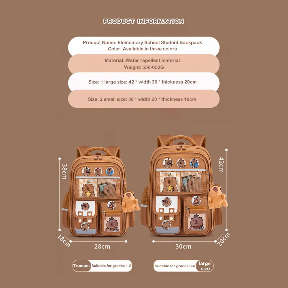 Waterproof Capybara Backpack Large Capacity Alleviate Burden School Bag Protecting Spine Widen Straps Backpack for Students