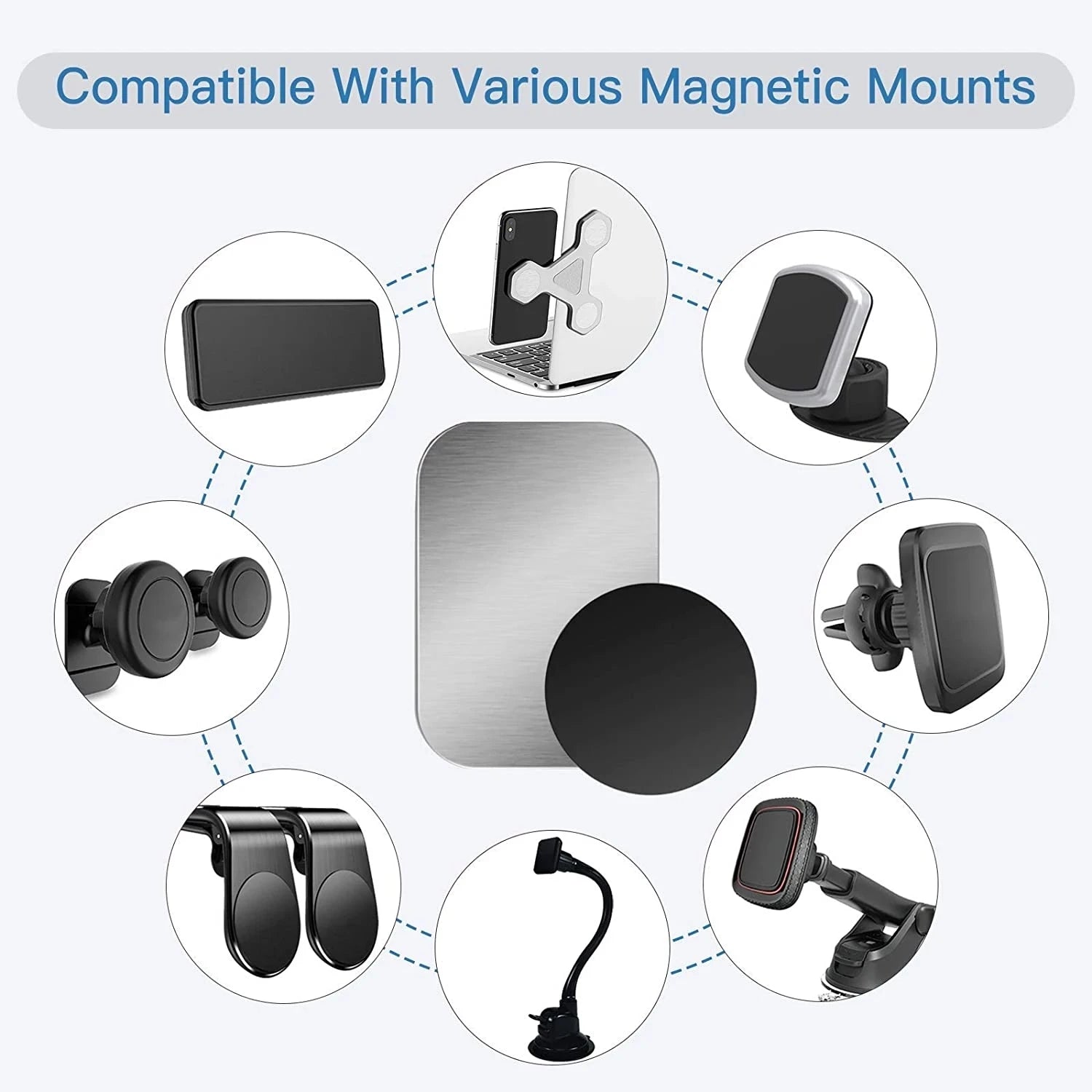 Metal Plate for Magnetic Phone Car Holder Universal Strong Adhesive Replacement Phone Plate Suitable for Phone Magnetic Mount