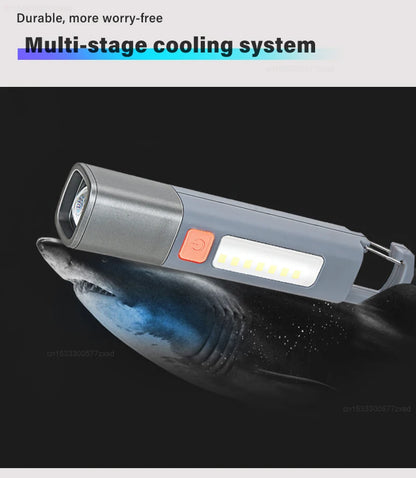 New Xiaomi Portable LED Flashlight – USB Rechargeable, Zoomable Torch for Outdoor Camping, Hiking & Emergency Use
