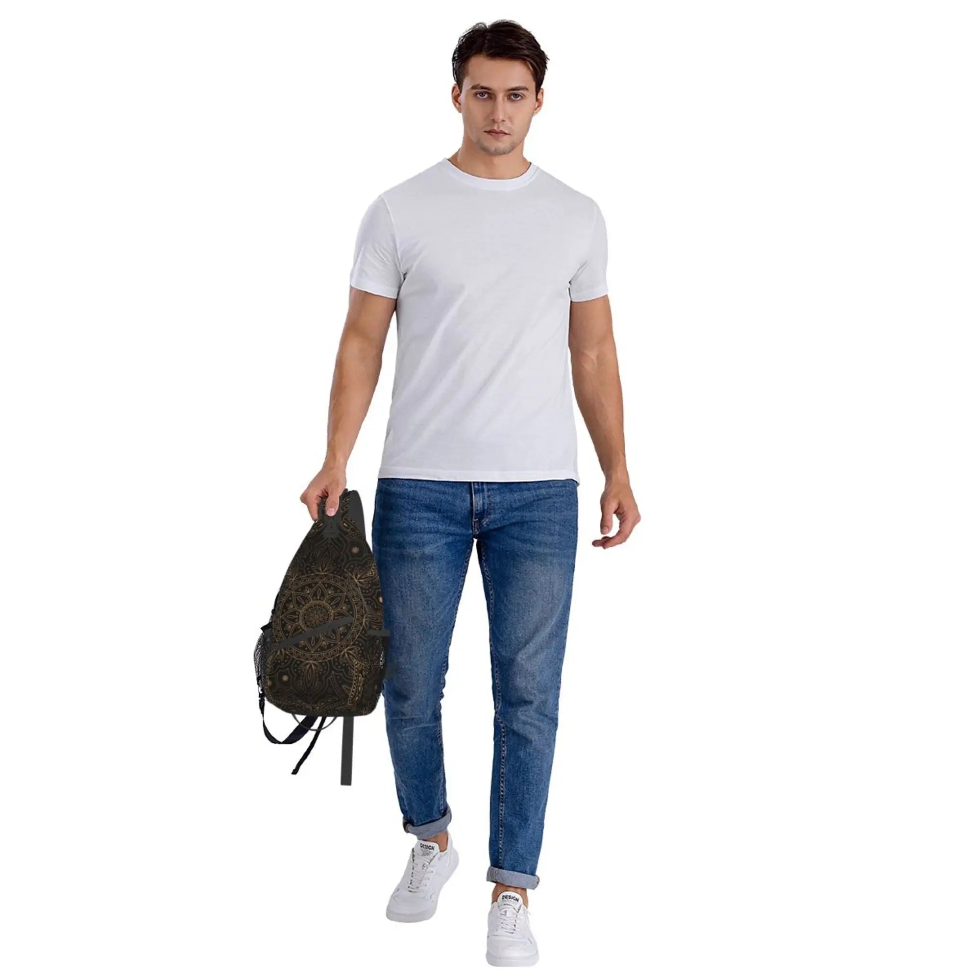 Oriental Mandala Royal Retro Floral Sling Bag – Unisex Crossbody Shoulder Chest Backpack for Travel and Hiking