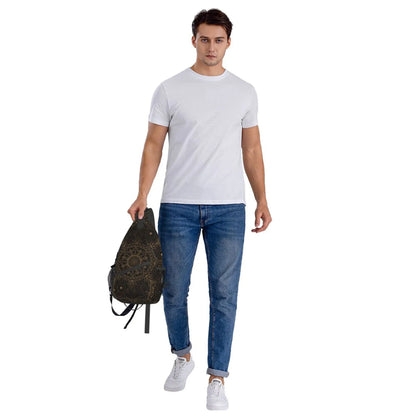 Oriental Mandala Royal Retro Floral Sling Bag – Unisex Crossbody Shoulder Chest Backpack for Travel and Hiking