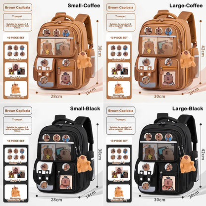 Waterproof Capybara Backpack Large Capacity Alleviate Burden School Bag Protecting Spine Widen Straps Backpack for Students