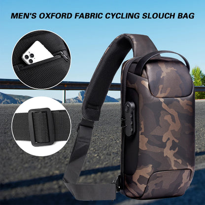 Men's Anti-Theft Crossbody Bag – Waterproof Travel Sling Bag with USB Port & Password Lock