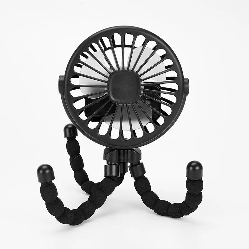 Portable Clip-On Stroller Fan – USB Rechargeable 3-Speed Fan for Baby, Cart & Outdoor Use