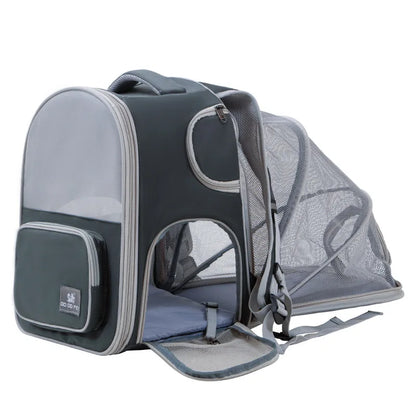 Pet Backpack Expandable Foldable Cat Carrier for Small Medium Dog and Cat Transport Dog Bag Large Space Pets Carrier with Zipper