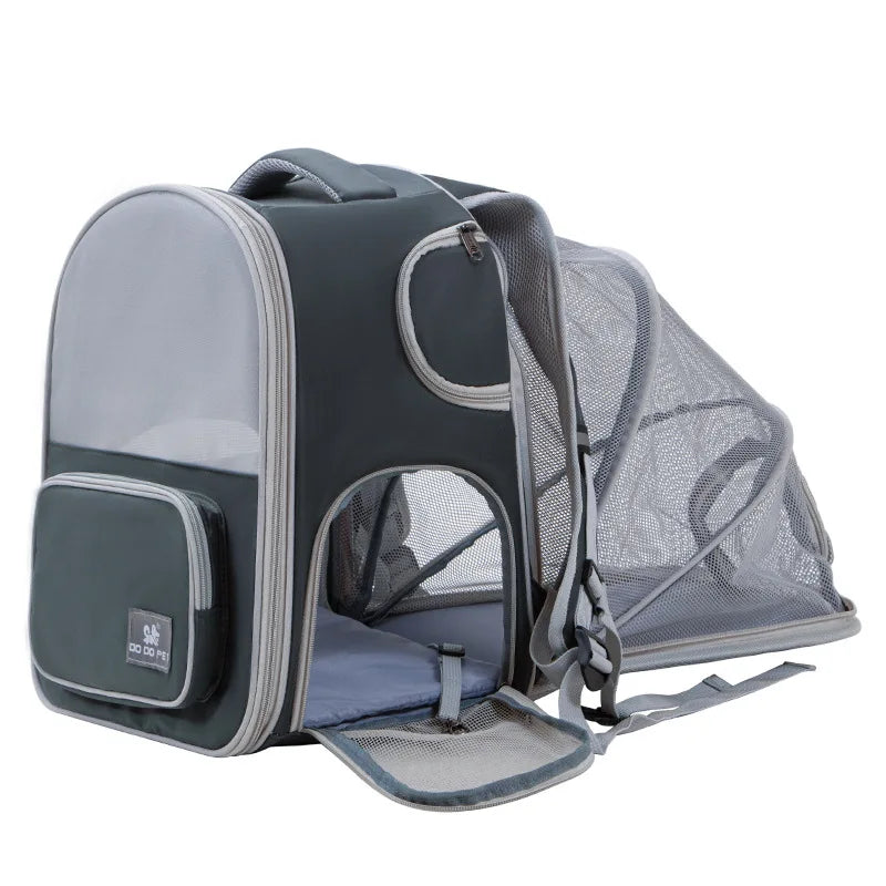 Pet Backpack Expandable Foldable Cat Carrier for Small Medium Dog and Cat Transport Dog Bag Large Space Pets Carrier with Zipper