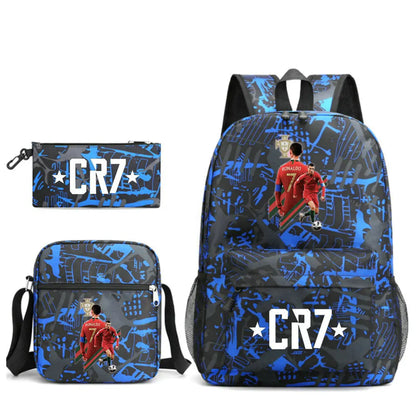 CR7 Football Backpack Set – 3-Piece Stylish & Spacious Schoolbag for Boys & Girls, Perfect for High School & Sports!