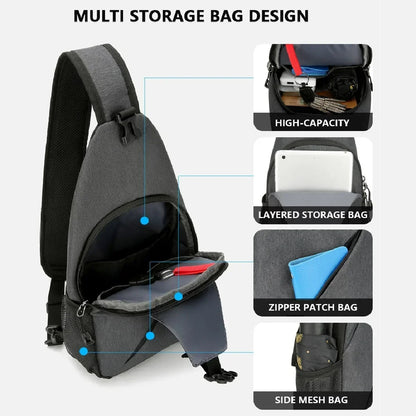 New Casual Chest Bag – Men’s Mobile Phone Crossbody Bag, Multifunctional Lightweight Outdoor Sports Shoulder Bag