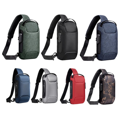Men's Anti-Theft Crossbody Bag – Waterproof Travel Sling Bag with USB Port & Password Lock