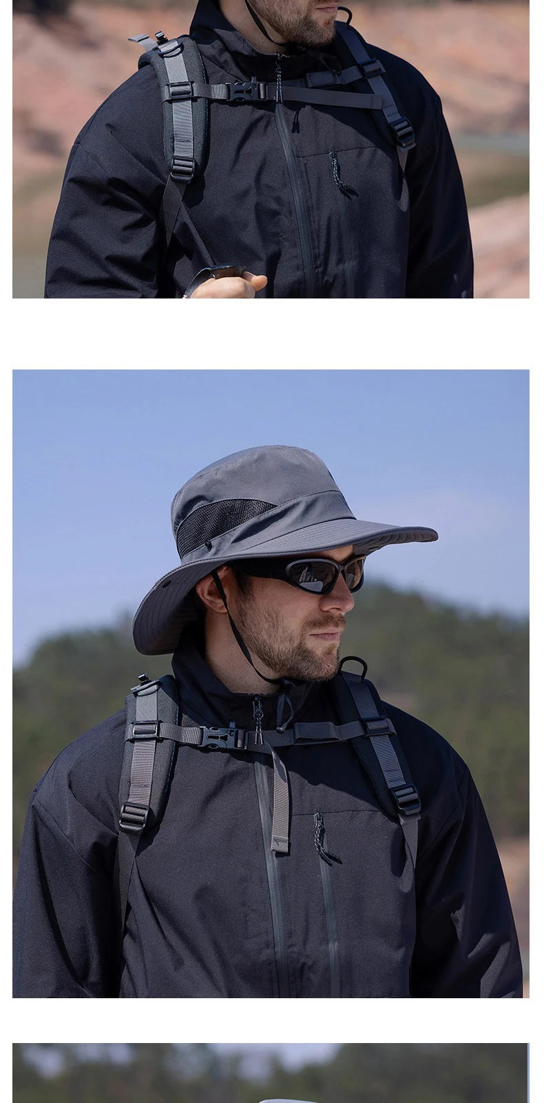 Summer UPF50+ Sun Hats For Women Men Breathable Mesh Boonie Hat Foldable UV Protection Hiking Fishing Hat Male Bucket Hats