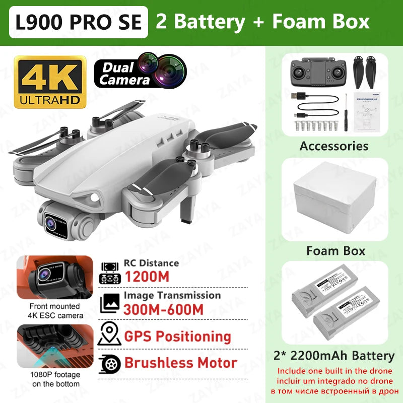 L900 PRO SE GPS Drone – 4K Dual Camera, 5G WiFi FPV, Brushless Motor, Foldable Quadcopter