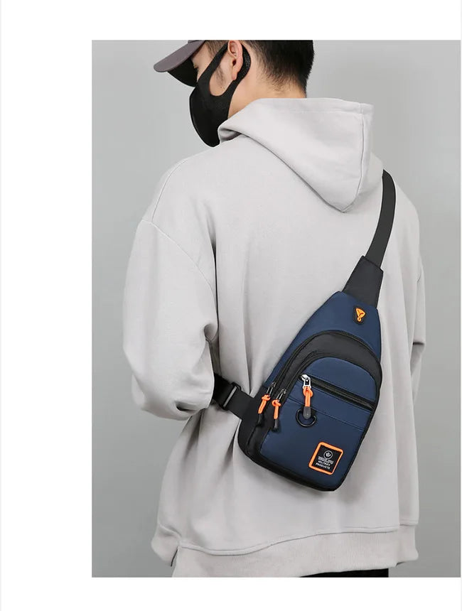 Fashion Men's Chest Bag – Lightweight Oxford Fabric Crossbody Shoulder Bag, Stylish Casual Waist Pack for Men