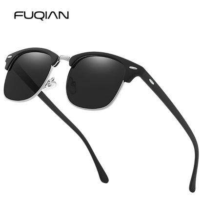 Classic Retro Half-Frame Polarized Sunglasses – Anti-Glare UV Protection for Men & Women ✨