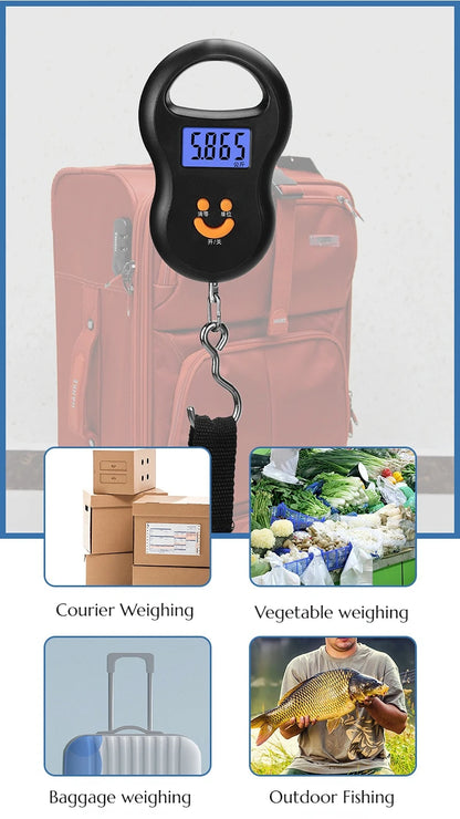 50KG/10g Digital Hanging Scale – LCD Backlit Pocket Scale for Luggage & Fishing