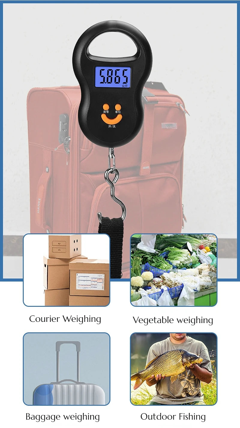 50KG/10g Digital Hanging Scale – LCD Backlit Pocket Scale for Luggage & Fishing