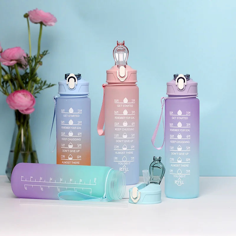 900ML Water Bottle With Straw Sport Water Bottle for Children BPA-Free Leakproof Drinking Bottles Outdoor Travel
