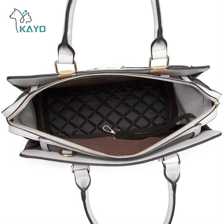 Luxury Pet Carrier Dog Cat Carrier Purse Soft-Sided Leather Handbag Pet Bag for Small Dogs Puppy and Cat TSA Airline Approved