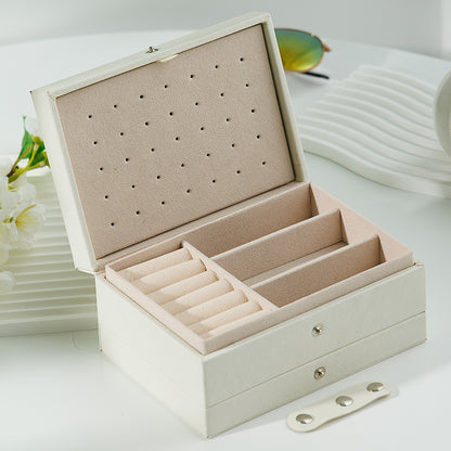 Portable PU Leather Jewelry Storage Box – Travel Organizer for Rings, Necklaces & Earrings