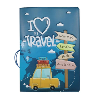 Portable Boarding Fashion Cute Cartoon Passport Cover – Men’s & Women’s PU Leather Travel Passport Holder Case, Card ID Holders (14*10cm)