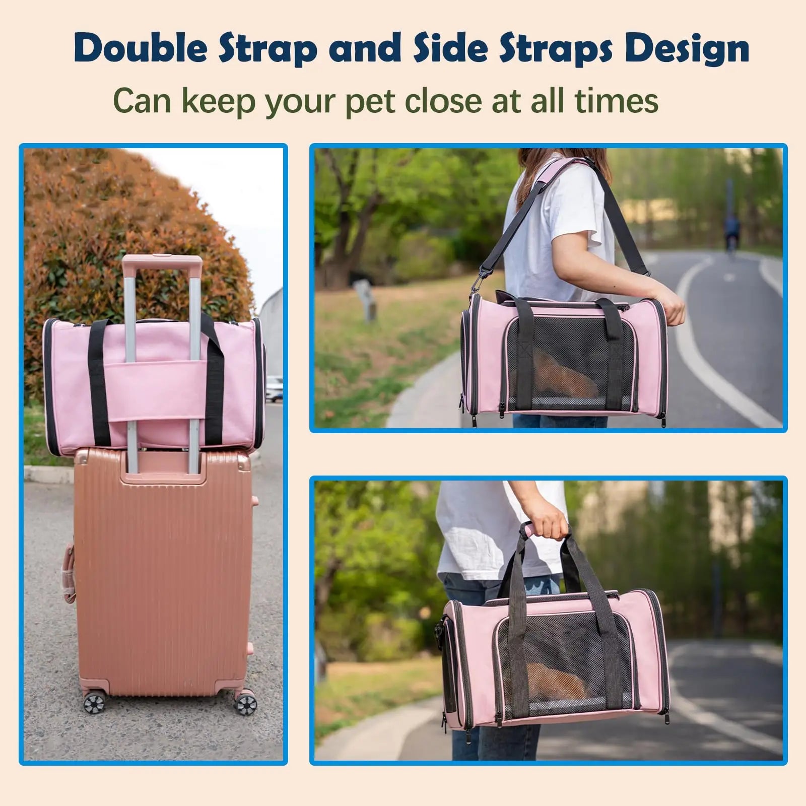 Cat, Dog Carrier for Small Medium Cats Puppies up to 15 Lbs, TSA Airline Approved Carrier Soft Sided, Collapsible Travel Puppy C