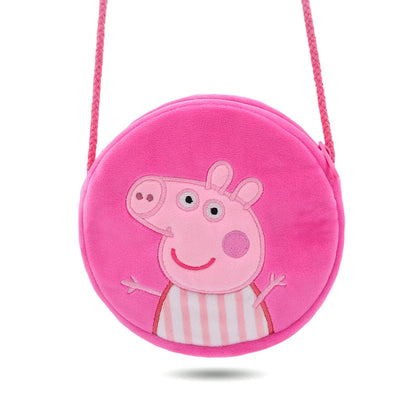 Peppa Pig Anime Plush Bag George Peggy Kindergarten Backpack Cartoon Round Shoulder Bag Coin Purse Kids Birthday Gift