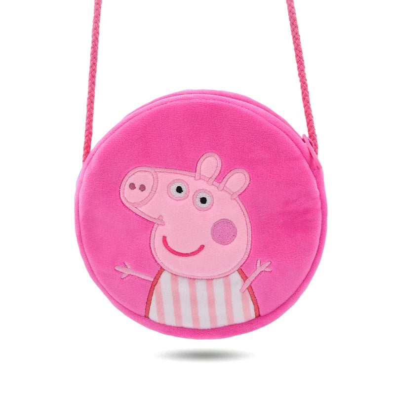 Peppa Pig Anime Plush Bag George Peggy Kindergarten Backpack Cartoon Round Shoulder Bag Coin Purse Kids Birthday Gift
